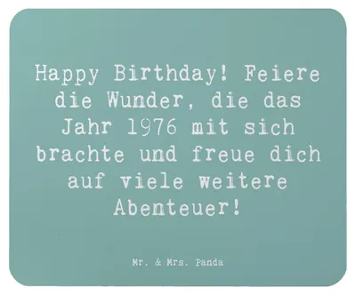 Produktbild von Mr. & Mrs. Panda Mousepad Spruch 1976 Geburtstag - Meeresbrise - Geschenk, Mauspad, Mouse Pad, wunderbare Erinnerungen, unvergessliche Zeiten, Glückwunsch, Geburtsjahr