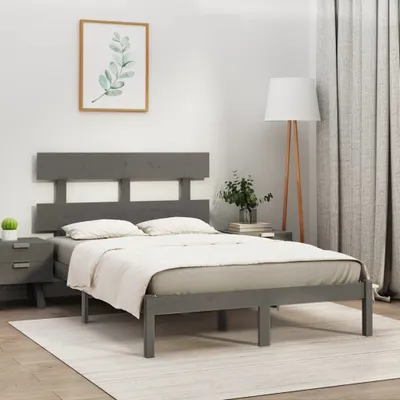 Imagen del producto de Maison Exclusive - Marco de cama gris, madera maciza, 200 x 200 cm