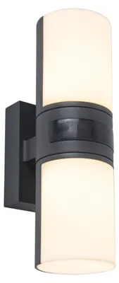 Obrázek produktu pro Lutec LED nástěnné svítidlo Cyra antracit IP54 2 x 7,5W 1000lm teplá bílá 3000K detektor pohybu