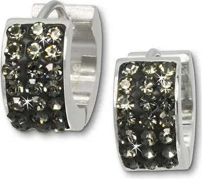 Image de Amello Femme Boucles d'oreilles en acier inoxydable Créoles zirconium argent gris D2ESOS01K