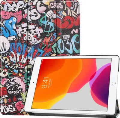 Produktbild von Mobigear Tri-Fold iPad 7 (2019) Hülle Klapphülle - Graffiti