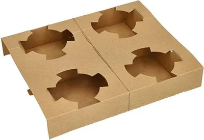 Produktbild von Tragetabletts, Pappe "pure" 3,6 cm x 19,8 cm x 24,1 cm braun für 4 Suppenbecher
