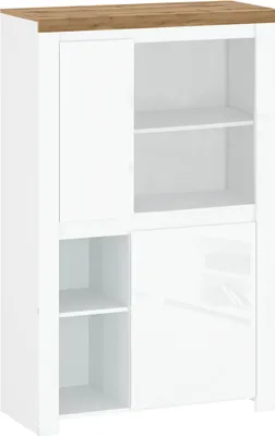 Zdjęcie produktu dla Kondela Półka dwudrzwiowa Vilgo 2D - biały połysk / dąb wotan