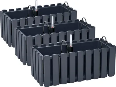 Obrázek produktu pro 3x květinový truhlík 40 cm Květináč s držáky Květináč s indikátorem hladiny vody Balkonový truhlík Sázecí stroj antracitový
