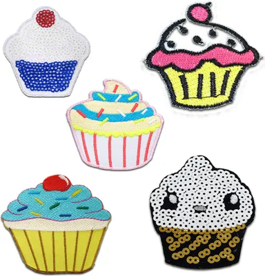 Obrázek produktu pro Záplata pro děti - Muffin Set 5 kusů - Záplata, nažehlovací, nažehlovací obrázek, nášivka, k nažehlení