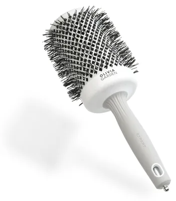 Produktbild von Olivia Garden Expert Blowout Shine – Weiß & Grau - 65 - Runde, antistatische Keramikbürste für glänzende und frizzfreie Blowouts