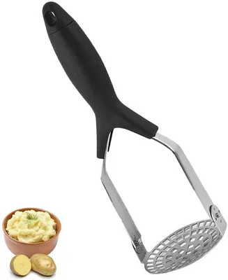 Productafbeelding van Ibenzoa® roestvrijstalen aardappel- en groentestamper met lange handgreep, antislip handvat, loodvrij, vaatwasmachinebestendig – geschikt voor aardappelen, groenten en babyvoeding