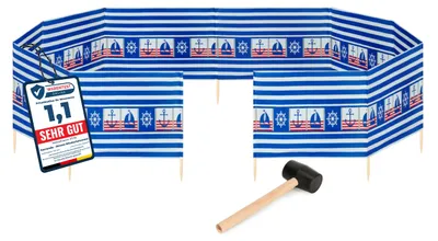 Produktbild von Garronda Strand Windschutz Sichtschutz 15m lang plus Gummihammer GAEX001