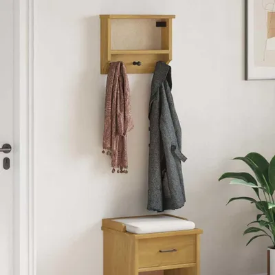 Productafbeelding van Wandkapstok van Massief Grenenhout 45 x 12 x 35 cm