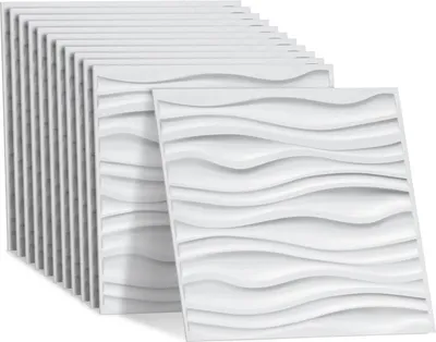 Immagine prodotto di Jayseuw 12 pezzi Pannelli 3D Pannelli da parete in cloruro di polivinile PVC - Pannelli per pareti e soffitti - 50x50 cm (0,25 m²) - Leggero, flessibile e facile da installare - Bianco