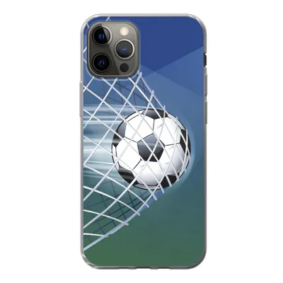 Produktbild von MuchoWow® Handyhülle Schutzhülle Hülle für iPhone 13 Pro Eine Illustration eines Fußballs im Netz - Jungen - Mädchen - Kinder Silikon Softcase Handy Hülle - Handy-Tasche
