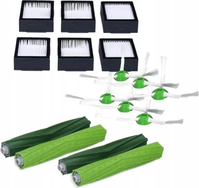 Produktbild von Ersatzteile Set kompatibel mit iRobot Roomba e/i Serie - 6x Filter 6x Seitenbürste 4x Bürste -Staubsauger Zubehör für Modelle e5 i7 i7+ - Ersatz