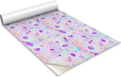 Produktbild von Selbstklebende Möbelfolie - Dekorationsfolie - Tischmöbel - Zuschneidbar - Bunte Süßigkeiten, Eiscremeplätzchen - 100 x 50 cm