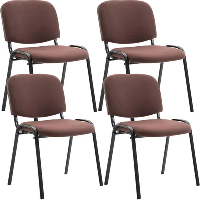 Produktbild von TPFLiving 4er Set Besucherstuhl Konferenzstuhl Keen mit Stoffbezug Gestell Schwarz / Bezug Braun