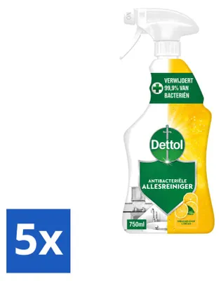 Produktbild von 5 x Dettol Allesreiniger Spray Sprankelende Zitrone 750 ml - Vorteilspackung - 5 Stücke