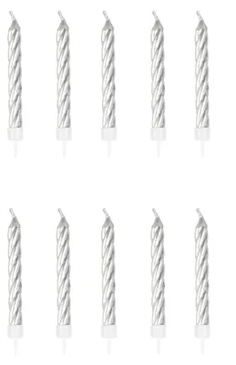 Produktbild von SILBERNE SPIRALEN Geburtstagskuchenkerzen 10 Stück.