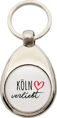 Image de Huuraa : porte-clés « Cologne, je t'aime » en métal, porte-clés pour caddie, idée cadeau