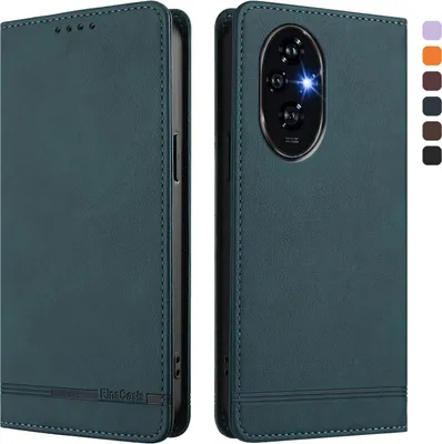 Produktbild von Hülle für Honor 200, Retro Kunstleder Ständer Klapphülle mit Kartenfächer und Magnetische Grün