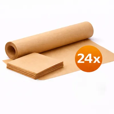 Produktbild von RyanPack Backpapier Rolle – 38 cm × 25 m – Braun – 24 Rollen (Karton)