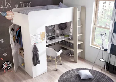 Obrázek produktu pro Patrová postel MINIO s matrací TOM Bílá / barva Kongo