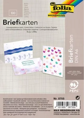 Image de Folia 8755 Blankokarte - A6 quer, einfach, 190g, weiß
