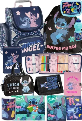 Produktbild von 12tlg Lilo und stitch Schulranzen set Rucksack Federtasche Sportbeutel Trinkflasche Brotdose schultasche Tornister fur madchen