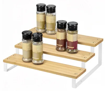 Image de Étagère organisatrice pour épices, en métal, noire, à 3 niveaux