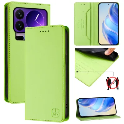 Produktbild von Lederhülle für Xiaomi 17 Pro Hülle Flip Brieftasche Kartenfächern Ständer Schutzhülle Grün
