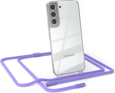 Produktbild von EAZY CASE Handykette für Samsung Galaxy S22 5G, Clear Case aus Silikon, mit Umhängeband, abnehmbare Endstücke, Handyband in Violett