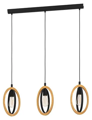 Immagine prodotto di Lampadario Industrial Basildon 3 Luci Metallo Nero E Marrone