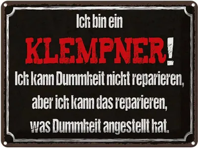 Produktbild von vianmo Blechschild 30x40 cm ich bin Klempner kann reparieren Beruf Arbeit
