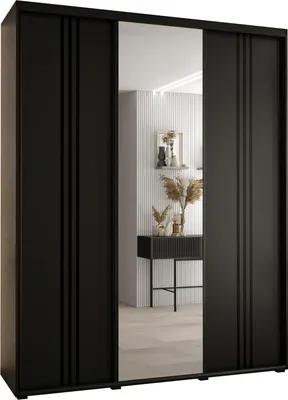 Produktbild von MEBLE KRYSPOL Davos 7 Schrank, drei Türen - 235,2x200x45 cm - Schwarz Schwarz Schwarz