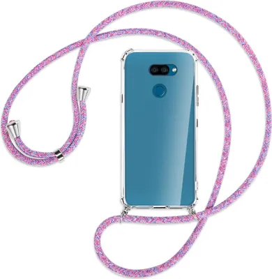 Produktbild von Handykette Backcover-Schutzhülle mit Band (Metall silberfarben) für LG K40S LMX430 - lila/rosa/blau