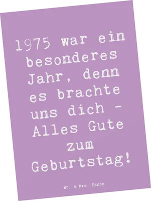 Produktbild von Mr. & Mrs. Panda Grußkarte Spruch 1975 Geburtstag - Lavendeltraum - Geschenk, Fotokarte, Ansichtskarte, Alles Gute zum, Postkarte, Erinnerungen, du bist besonders, Liebe