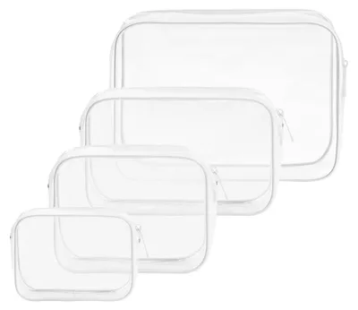 Produktbild von Kulturbeutel Kosmetiktasche Reisetasche - Transparent - Wasserdicht - 4 Stück - Für Handgepäck und Reisen