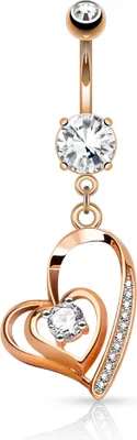 Produktbild von Bauchnabelpiercing Herz Herzen Heart Anhänger Strass Zirkonia Kristall Autiga® rosègold-klar