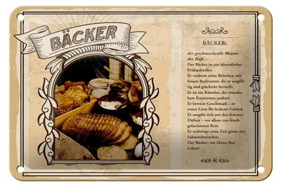 Produktbild von Blechschild Berufe 18x12cm Bäcker geschmackvolle Meister Hefe Schild