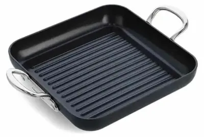 Produktbild von Greenpan Barcelona Pro Keramik-Grillpfanne, PFAS-frei, 28x28cm - Hochwertige Edelstahlgriffe, kratzfest durch ScratchGuard™ Technologie, spülmaschinenfest, backofengeeignet, zeitloses Design.