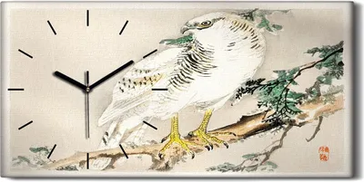 Produktbild von Wandbild Leinwand Bilder mit Uhr 60x30 Malerei Asiatische Tier Vogel Zweig - schwarze Hände