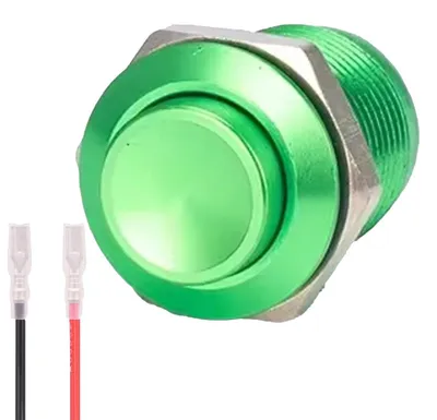 Productafbeelding van ProRide Mini Drukschakelaar OFF-(ON) - 12V/5A - Inbouw-Ø12mm - Met Aansluitkabel - Groen, AI-gegenereerde afbeelding