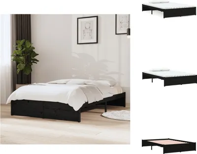 Produktbild von vidaXL Massivholzbett Schwarz 120x190 cm -  Betten & Bettgestelle