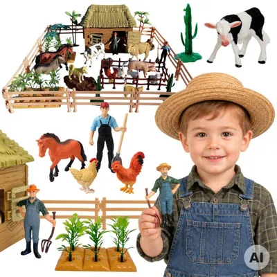 Obrázok produktu pre Woopie Veľká farma so zvieratami 63 ks. Farmárske figúrky stajne pre deti