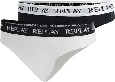 Produktbild von Replay Unterhose Damen-Strings mit Logo-Bund 2er Pack
