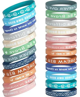 Productafbeelding van Motiverende polsbandjes - Inspirerende bandjes - Positieve energie - 12 unieke ontwerpen - 24 stuks - Frisse kleuren