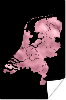 Produktbild von MuchoWow® Poster Karte - Niederlande - Rosa 60x90 cm - Wanddekoration