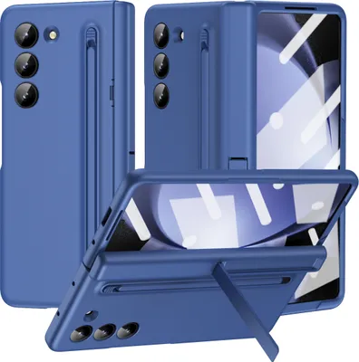 Obrázek produktu pro Pouzdro na Samsung Galaxy Z Fold 5 tvrdé PC pouzdro s držákem na pero a stojánkem, ochrana pantu s fólií na displej modré