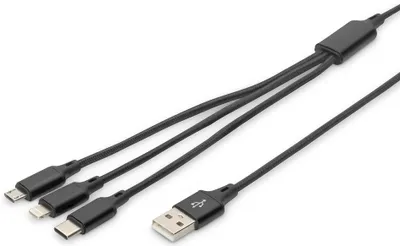 Image de DIGITUS LAK 3in1 USBA+Lightning+MicroUSB->USBC 1m schwarz