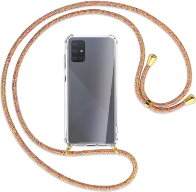 Produktbild von Handykette Backcover-Schutzhülle mit Band (Metall goldfarben) für Samsung Galaxy A71 (A715) - Rainbow