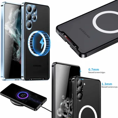 Obrázek produktu pro Pouzdro na mobilní telefon Samsung Galaxy S23 Ultra s magnetickým uchycením Magsafe, kovový design, modré pouzdro