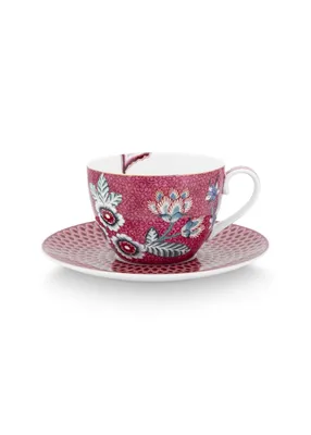 Produktbild von PIP STUDIO Flower Festival Tasse mit Untert. dark pink 280ml